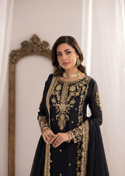 Black Embroidered Long Kurta Set Online in Dubai DXB UAE Abudhabi Meena Bazaar