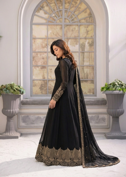 Black Embroidered Maxi Salwar Kameez Online in Dubai DXB UAE Abudhabi Meena Bazaar