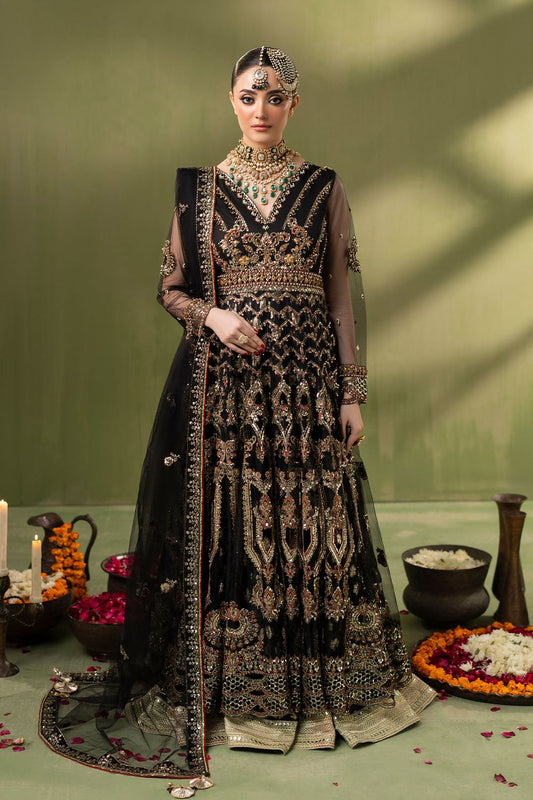 Black Embroidered Net Maxi Suit Online in Dubai UAE Abudhabi Ajman Sharjah