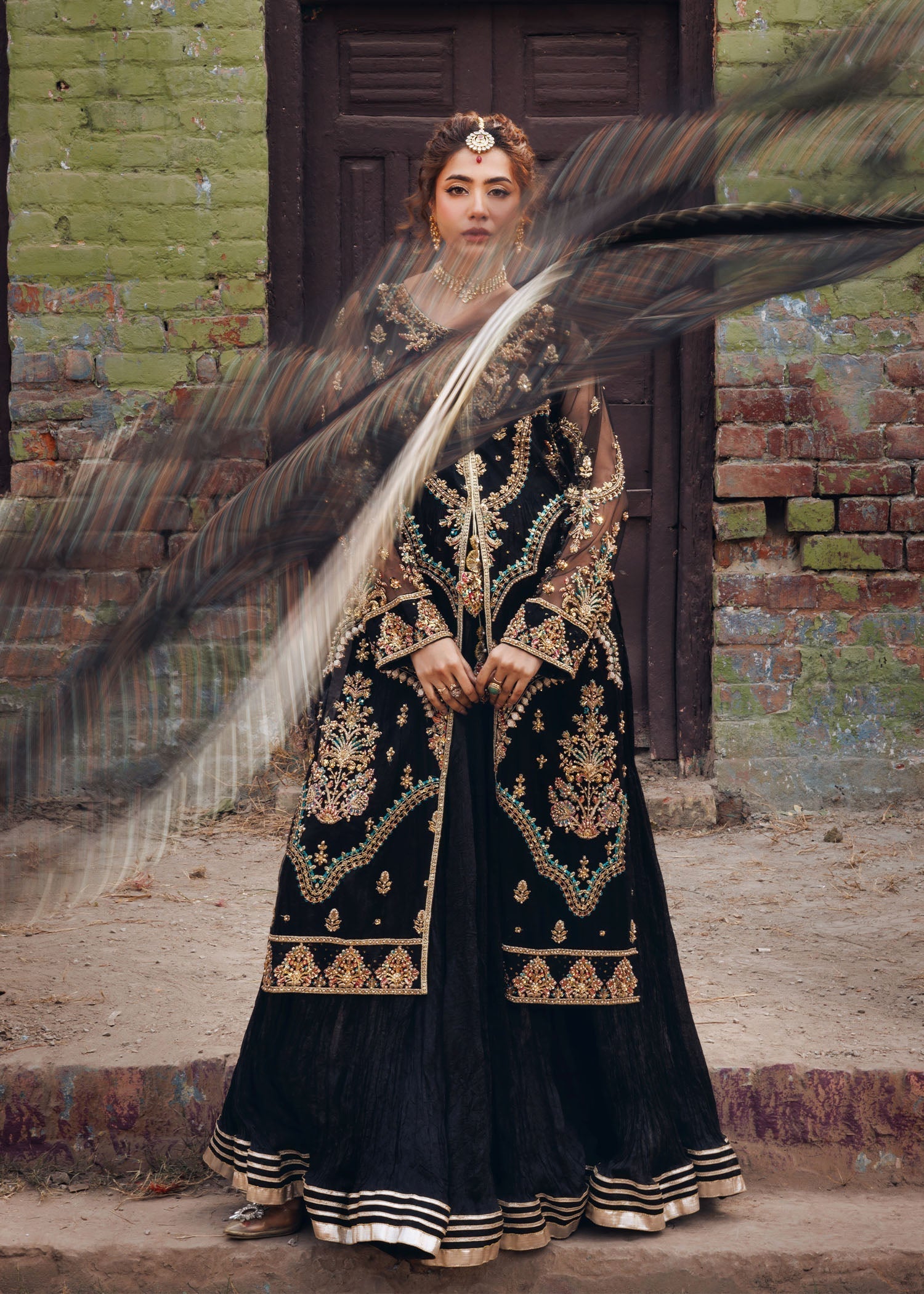 Black Embroidered Net Pakistani Suit Online in KSA Riyadh Saudi Arabia Oman Bahrain Qatar