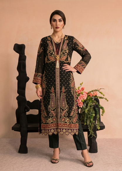 Black Embroidered Organza Party Wear Suit Online in Sri Lanka India Australia