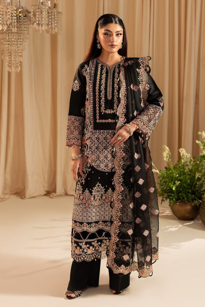 Black Embroidered Organza Salwar Kameez Online in Dubai UAE Abudhabi Ajman Sharjah