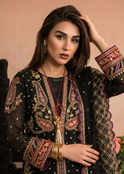 Black Embroidered Organza Straight Kurta Suit Online in Sri Lanka India Australia