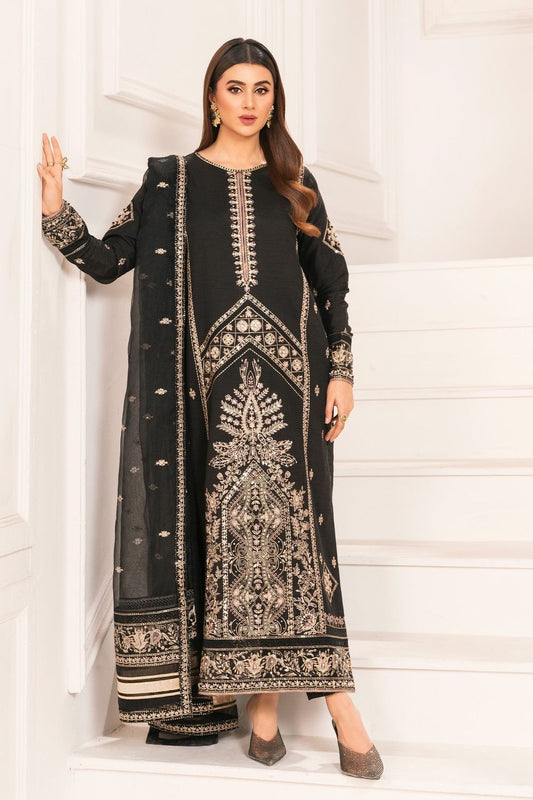 Black Embroidered Raw Silk Straight Kurta Suit Online in Dubai UAE Abudhabi Ajman Sharjah