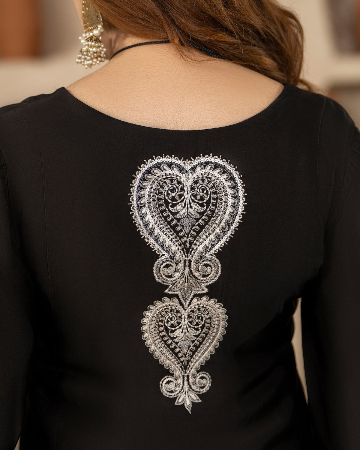 Black Embroidered Shamoz Silk Designer Salwar Kameez Online in UK USA Canada