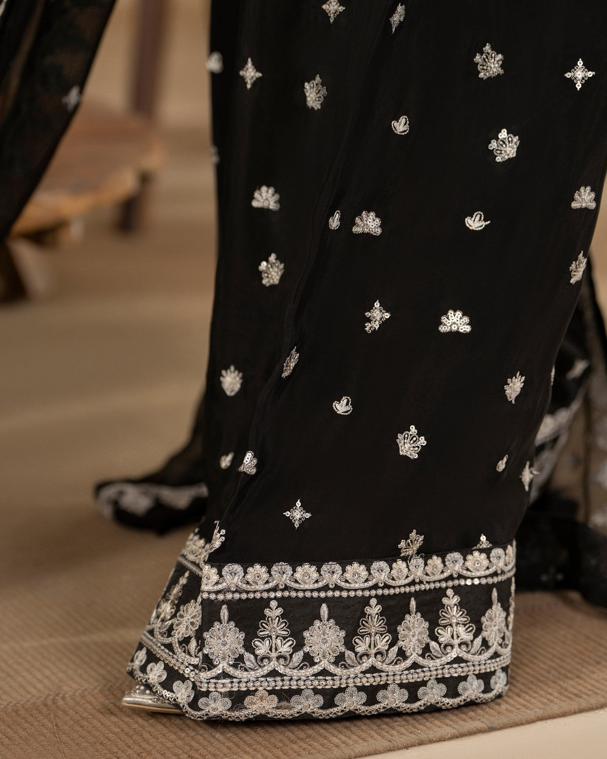 Black Embroidered Shamoz Silk Ladies Salwar Kameez Online in Sri Lanka India Australia