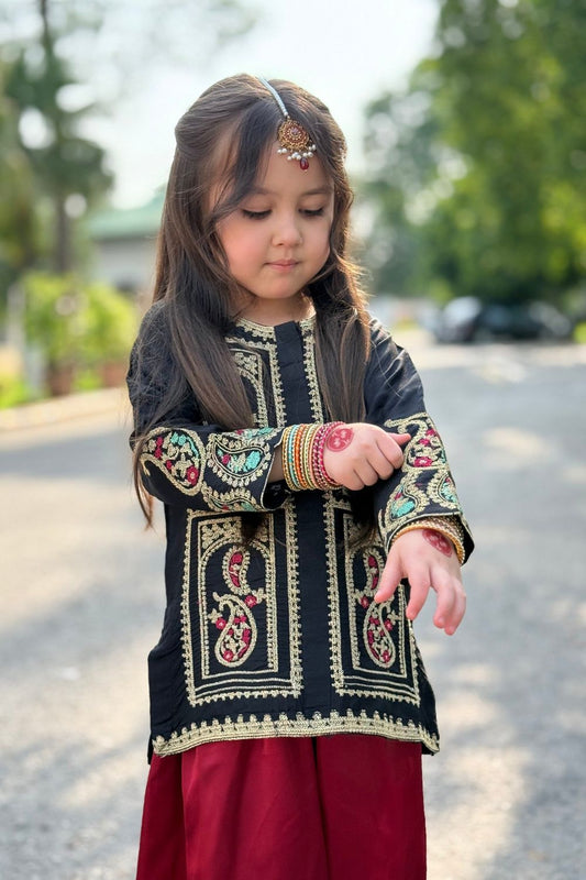 Black Embroidered Silk Pakistani Suit Online in Dubai UAE Abudhabi Ajman Sharjah