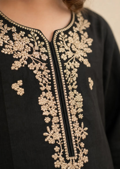 Black Embroidered Straight Kurta Set for Girls Online in UK USA Canada