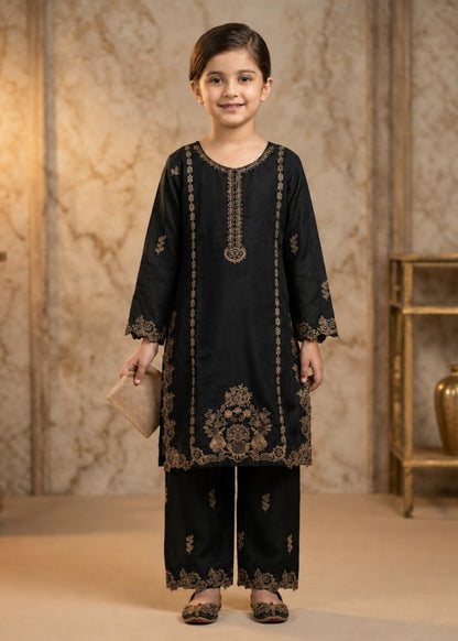 Black Embroidered Straight Kurta Trouser Set Online in UK USA Canada