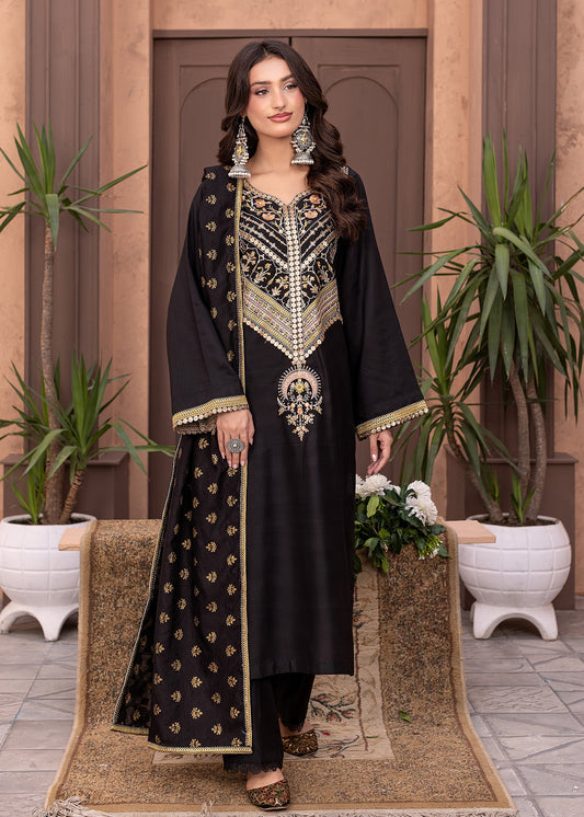 Black Embroidered Viscose Salwar Suit Online in Dubai DXB UAE Abudhabi Meena Bazaar