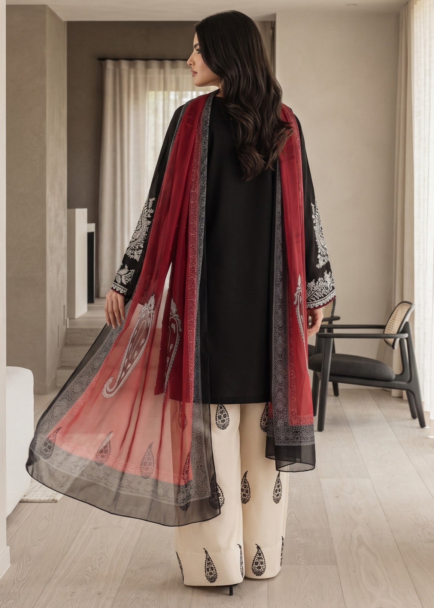 Black Farshi Shalwar Lawn Suit for Daily Wear Online in Dubai UAE Abudhabi Ajman Sharjah
