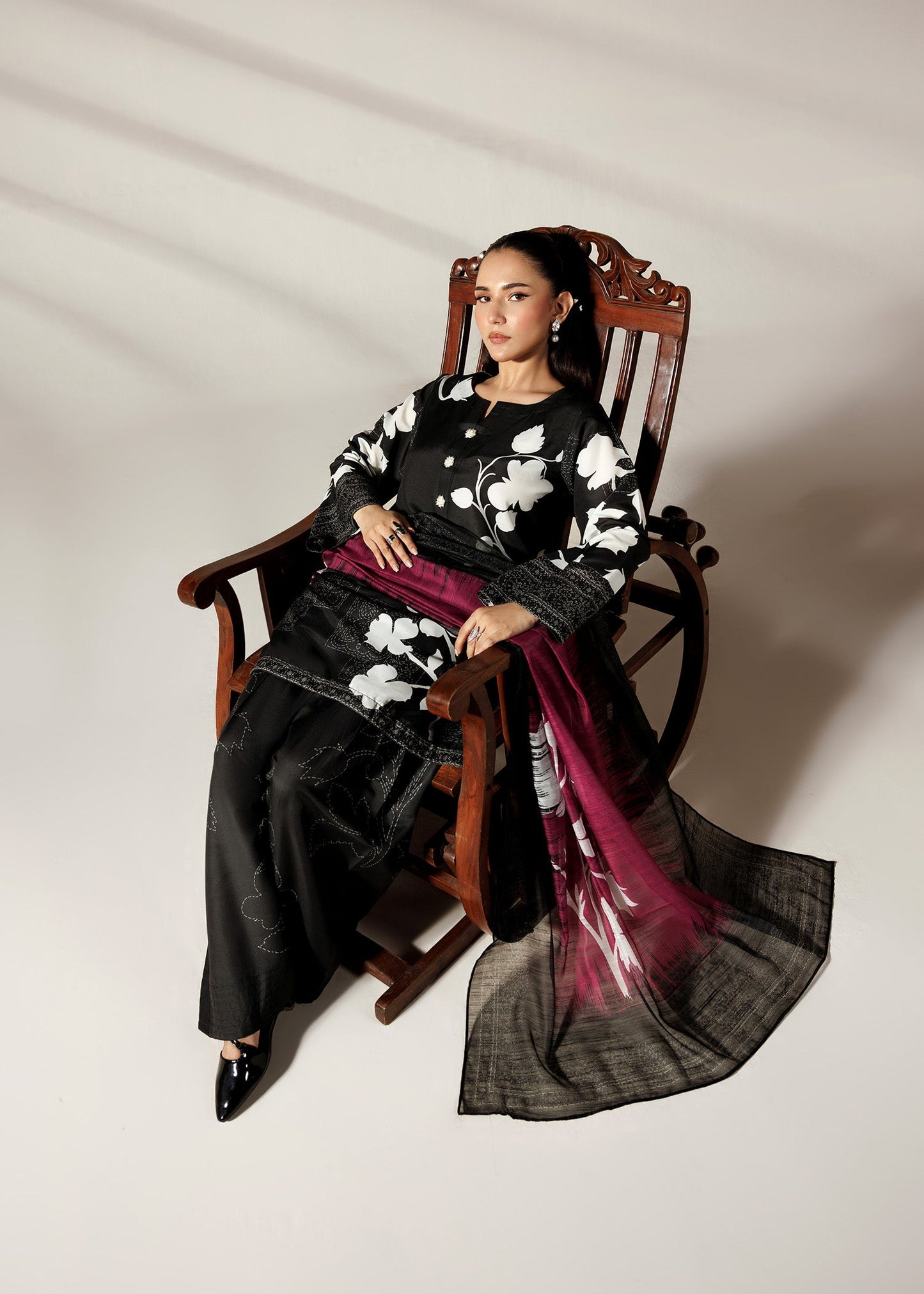 Black Farshi Shalwar Pakistani Clothes Online in UK USA Canada