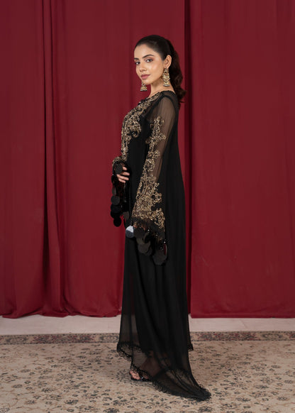 Black Festive Chiffon Kaftan Online in UK USA Canada