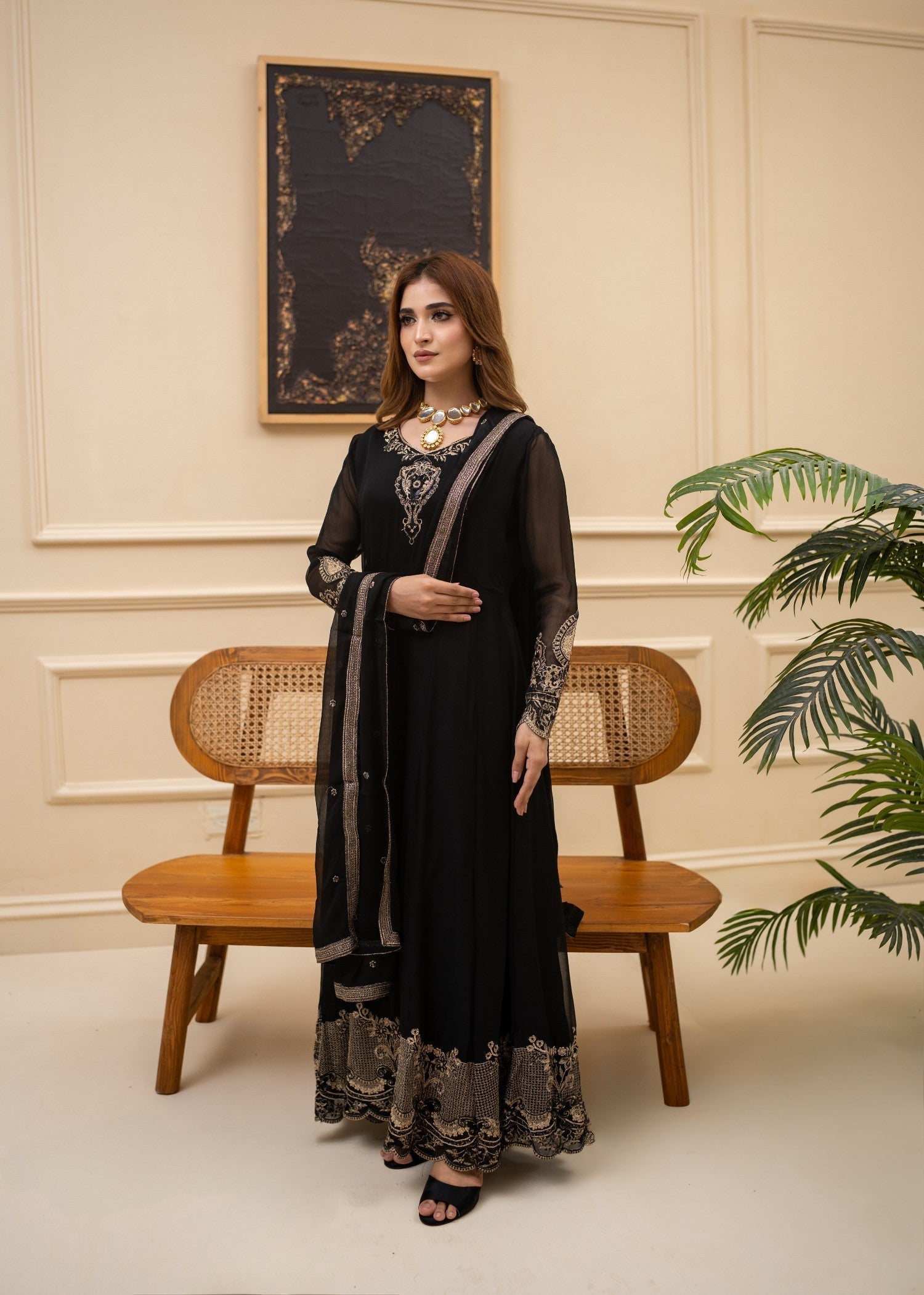 Black Festive Embroidered Maxi Dress Online in Sri Lanka India Australia
