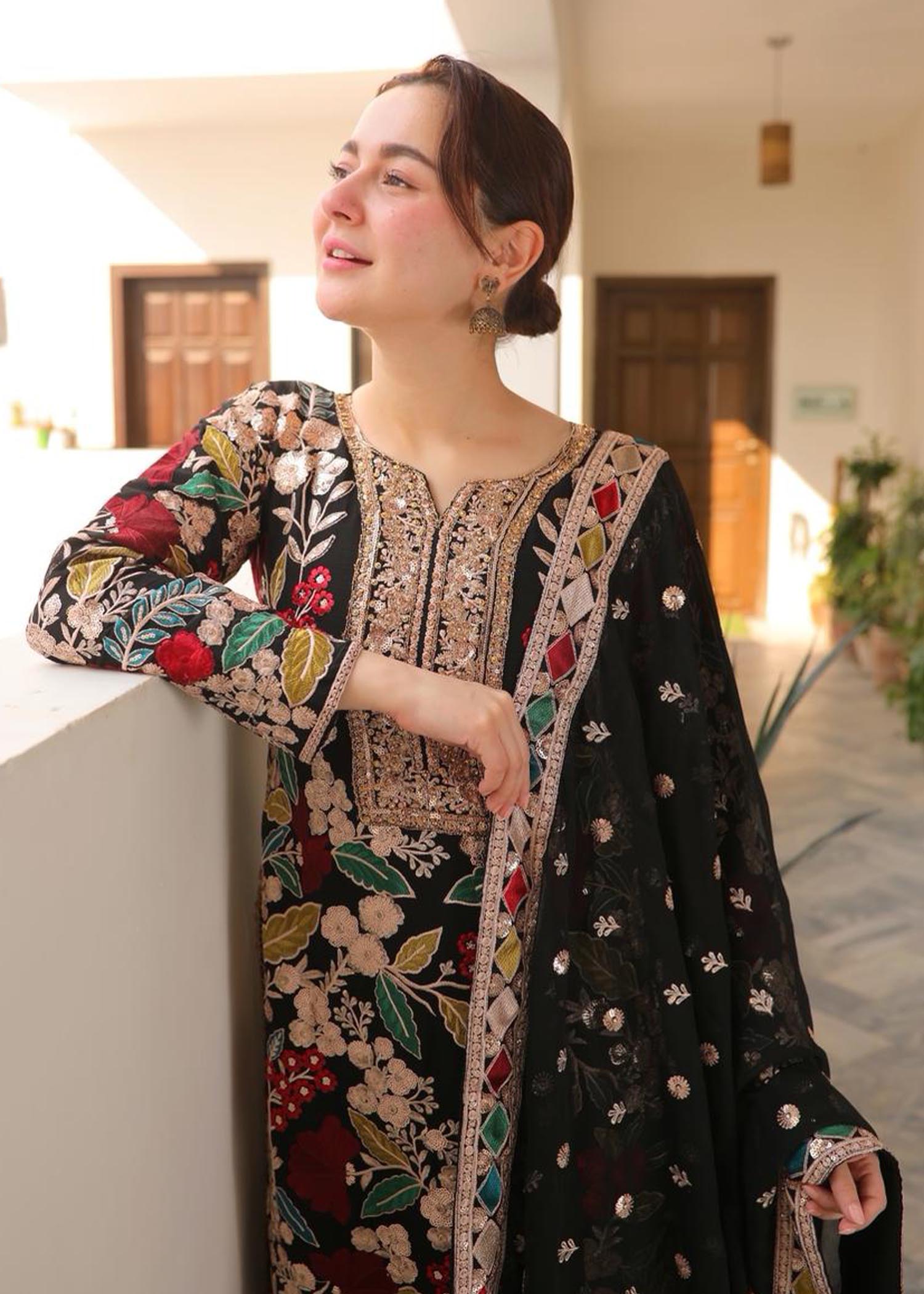 Black Festive Wear Chiffon Dress Material Online in Sri Lanka India Australia