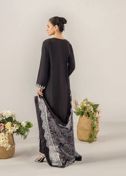 Black Festive Wear Embroidered Lawn Suit Online in Sri Lanka India Australia