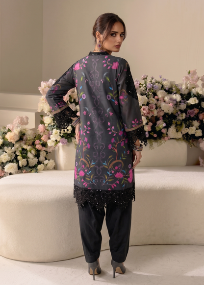 Black Festive Wear Raw Silk Pakistani Suit Online in Sri Lanka India Australia