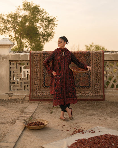 Black Floral Embroidered Lawn Salwar Suit Online in Dubai DXB UAE Abudhabi Meena Bazaar