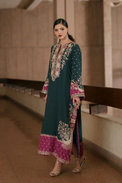 Black Floral Embroidered Raw Silk Kaftan Online in Dubai UAE Abudhabi Ajman Sharjah