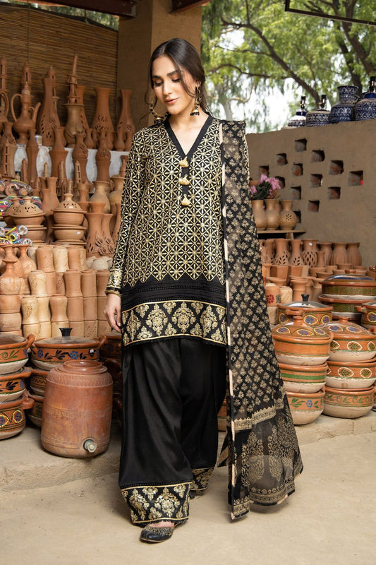 Black Gold Embroidered Viscose Farshi Shalwar Suit Online in Dubai UAE Abudhabi Ajman Sharjah