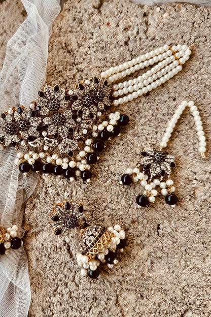 Black Gold Plated Vintage Choker Jewellery Set Online in Dubai UAE Abudhabi Ajman Sharjah