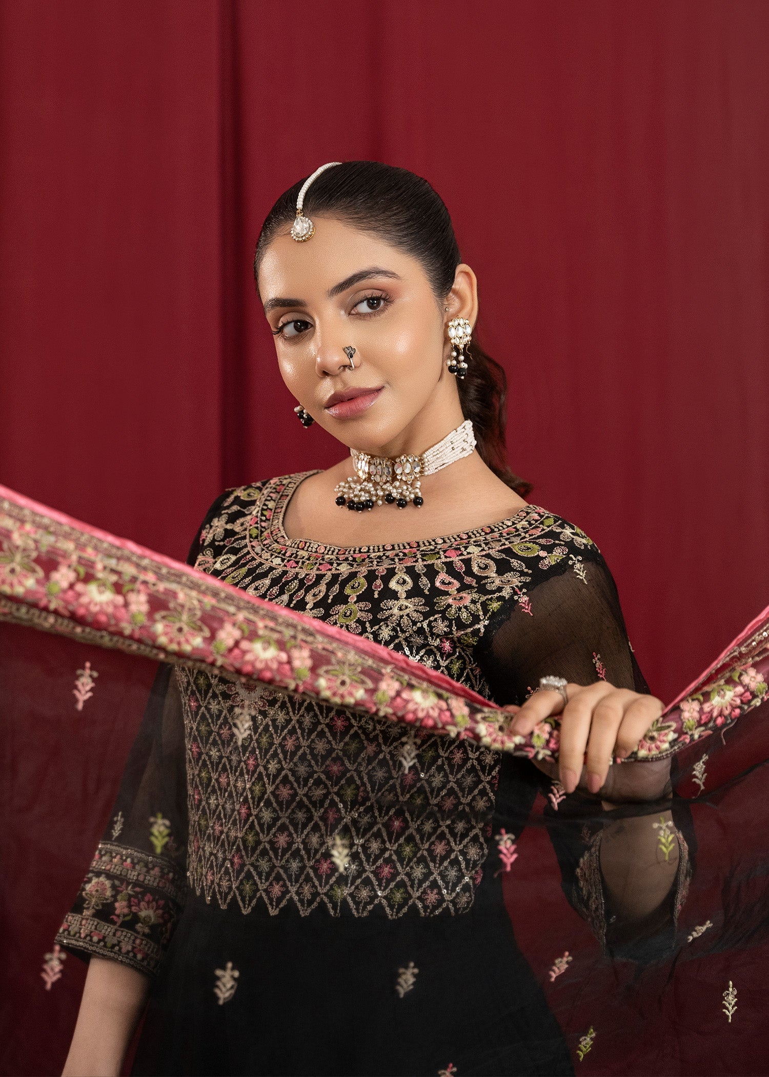 Black Gold Tilla Work Pakistani Suit Online in Dubai UAE Abudhabi Ajman Sharjah