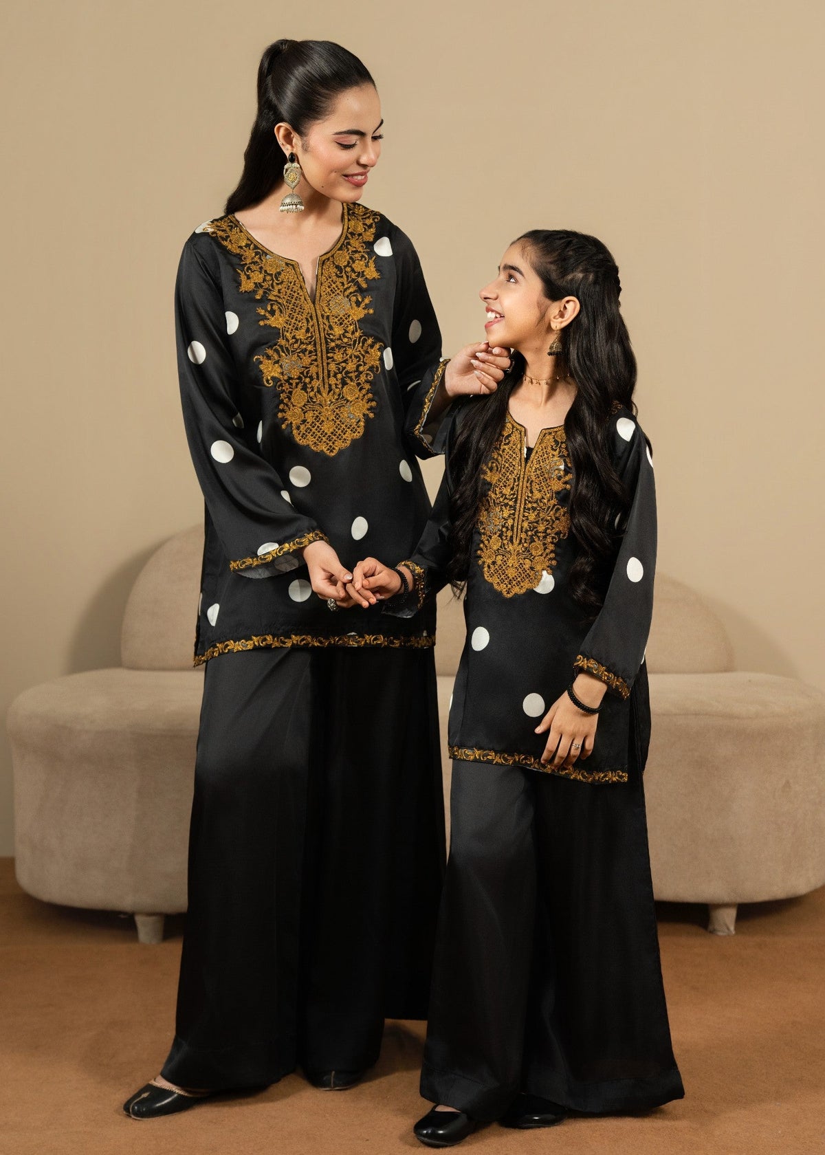 Black Gold Tilla Work Silk Salwar Suit Online in Dubai DXB UAE Abudhabi Meena Bazaar
