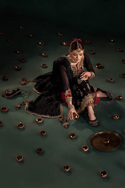 Black Hand Embroidered Ready To Wear Indowestern Suit Online in UK USA Canada