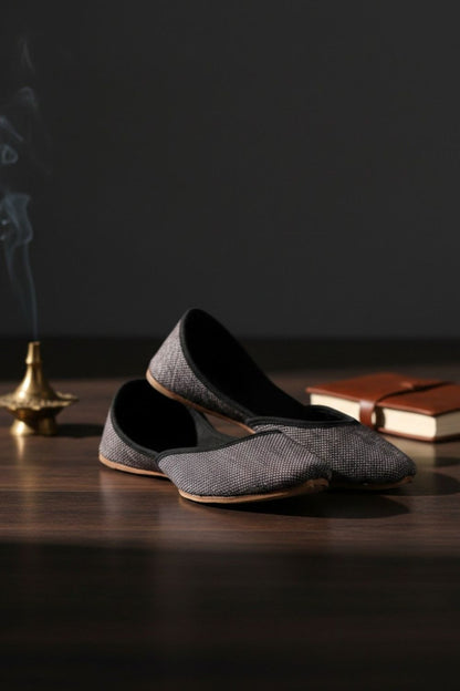 Black Handcrafted Velvet Finish Khussa Online in Dubai UAE Abudhabi Ajman Sharjah