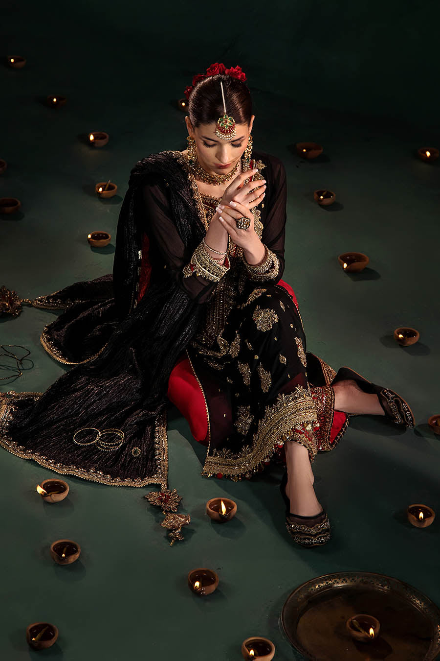 Black Indowestern Designer Suit With Zardozi Work Online in Dubai UAE Abudhabi Ajman Sharjah