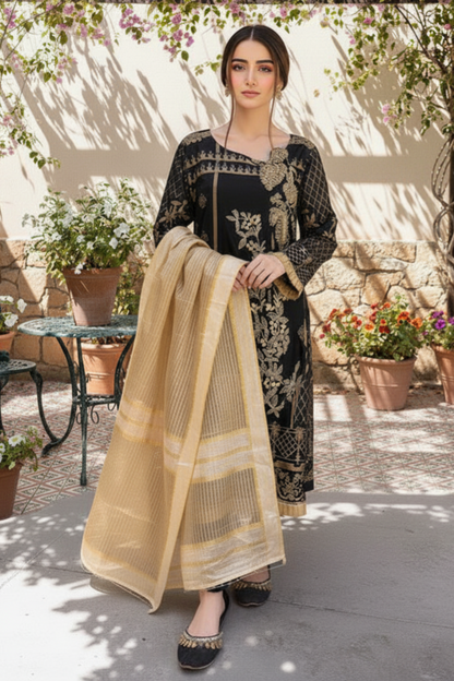 Black Jacquard Straight Kurta Salwar Suit Online in Dubai UAE Abudhabi Ajman Sharjah