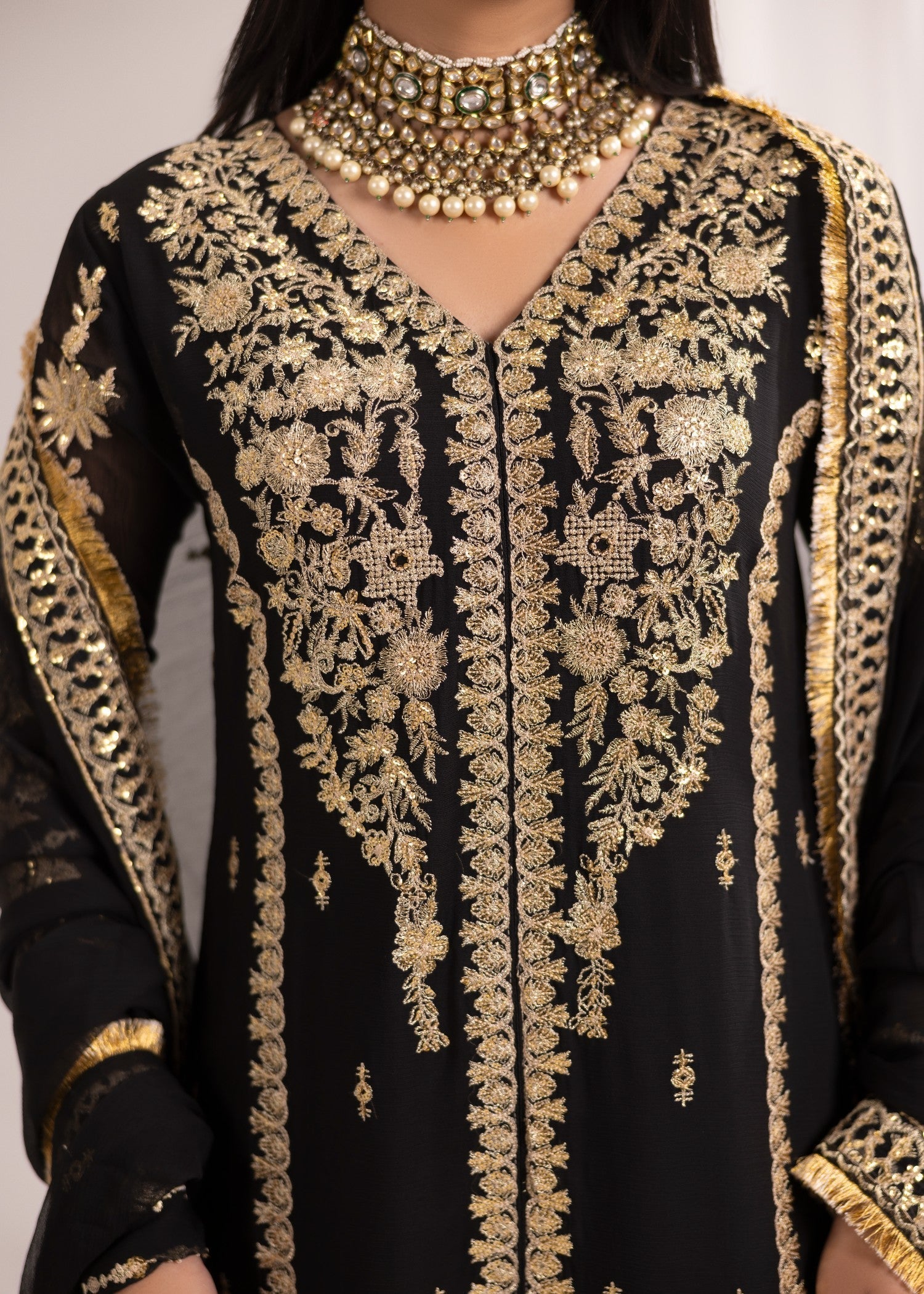 Black Kattan Silk Pishwas Suit Online in KSA Riyadh Saudi Arabia Oman Bahrain Qatar