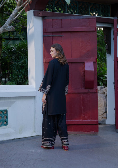 Black Khaddar 2 Piece Pakistani Clothes Online in Sri Lanka India Australia