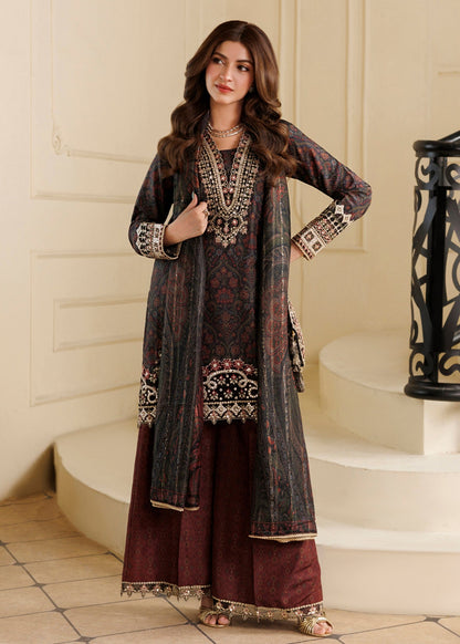Black Khaddar Embroidered Pakistani Suit with Dupatta Online in Dubai DXB UAE Abudhabi Meena Bazaar