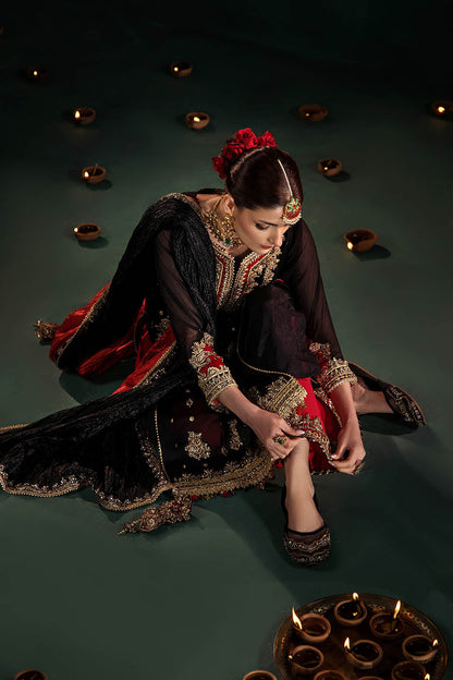 Black Kora Dabka Embroidered Indowestern Outfit Online in Sri Lanka India Australia
