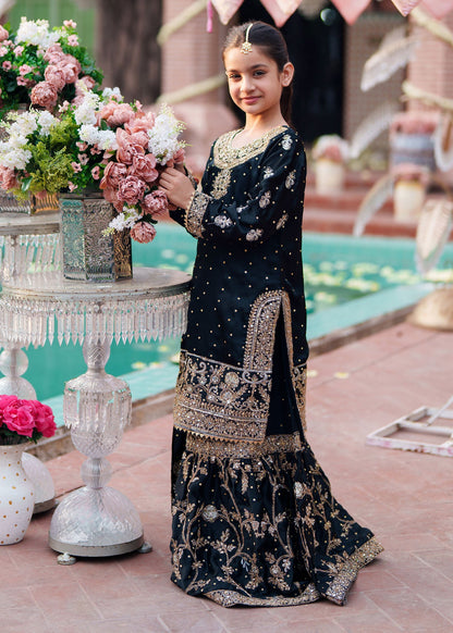 Black Kurti Lehenga Set with Organza Dupatta Online in UK USA Canada