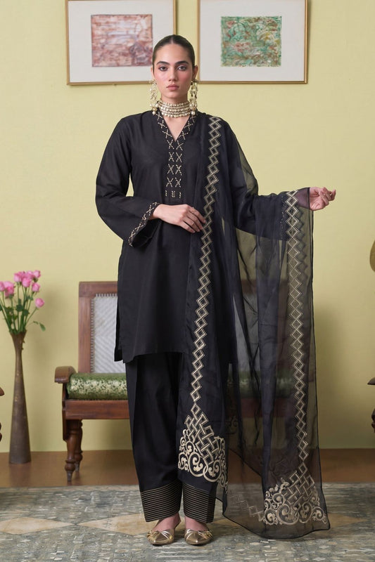 Black Lacework Lawn Ladies Salwar Suit Online in Dubai UAE Abudhabi Ajman Sharjah