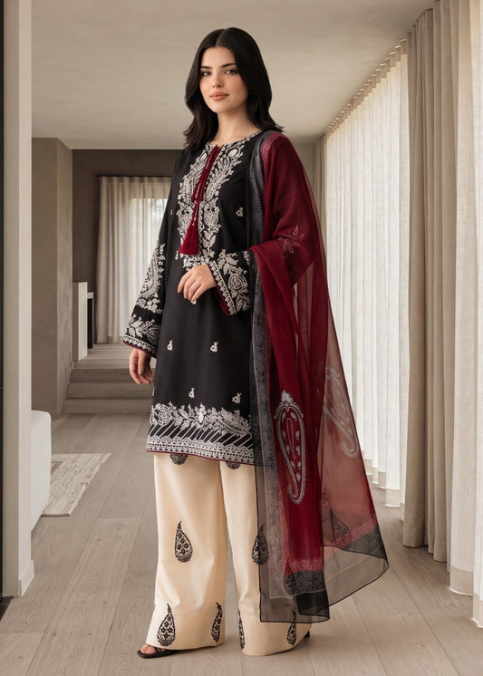 Black Lawn Cotton Farshi Shalwar Kameez for Women Online in Sri Lanka India Australia