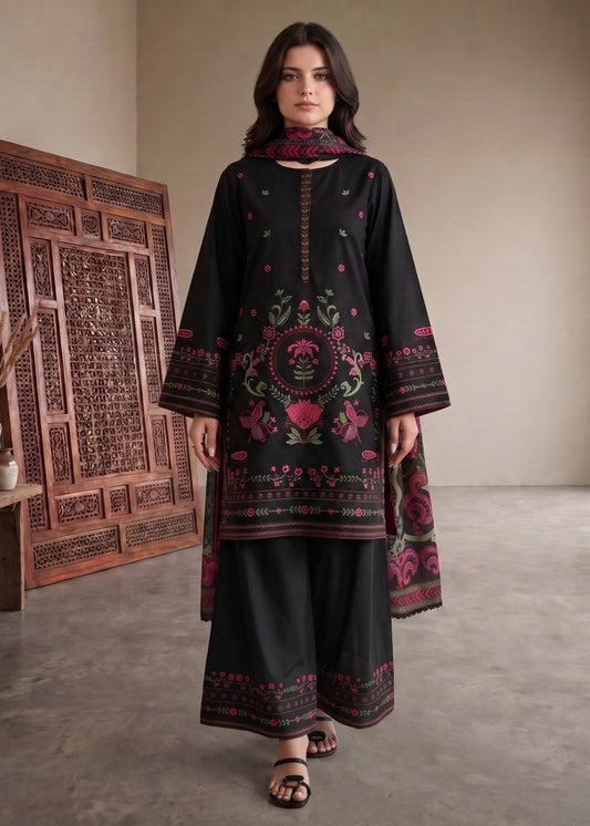 Black Lawn Cotton Farshi Shalwar Suit Online in Sri Lanka India Australia