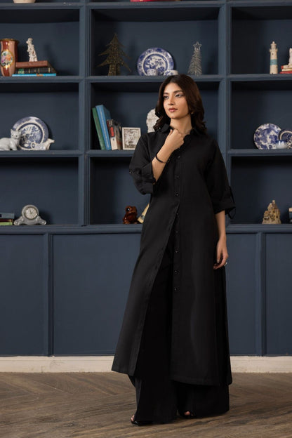 Black Lawn Cotton Kurta Set Online in Dubai UAE Abudhabi Ajman Sharjah