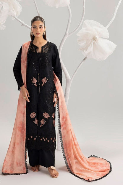 Black Lawn Cotton Ready to Wear Suit Online in Dubai UAE Abudhabi Ajman Sharjah