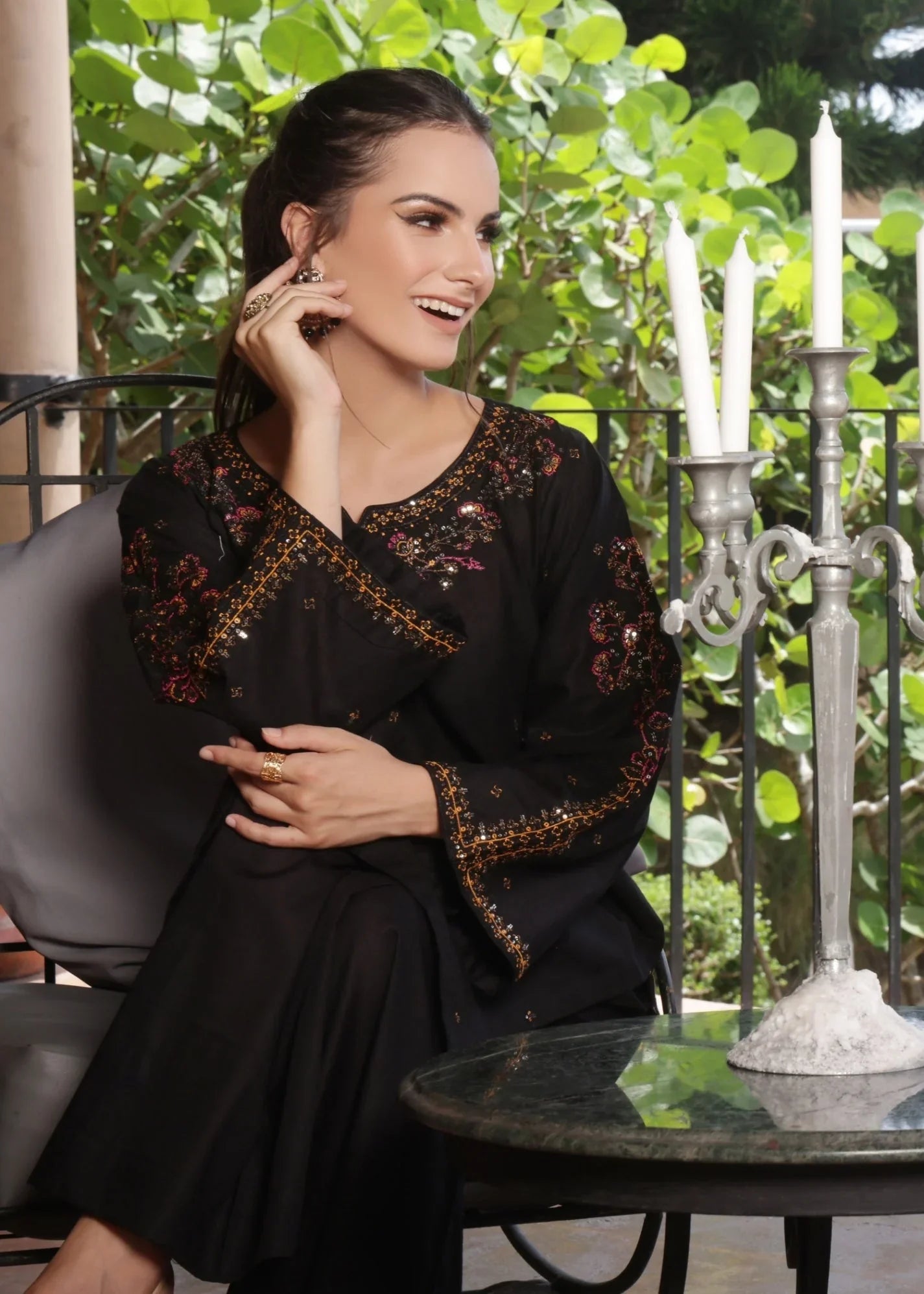 Black Lawn Embroidered Kurta Set for Women Online in UK USA Canada
