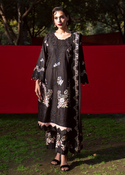 Black Lawn Embroidered Partywear Suit Online in Sri Lanka India Australia