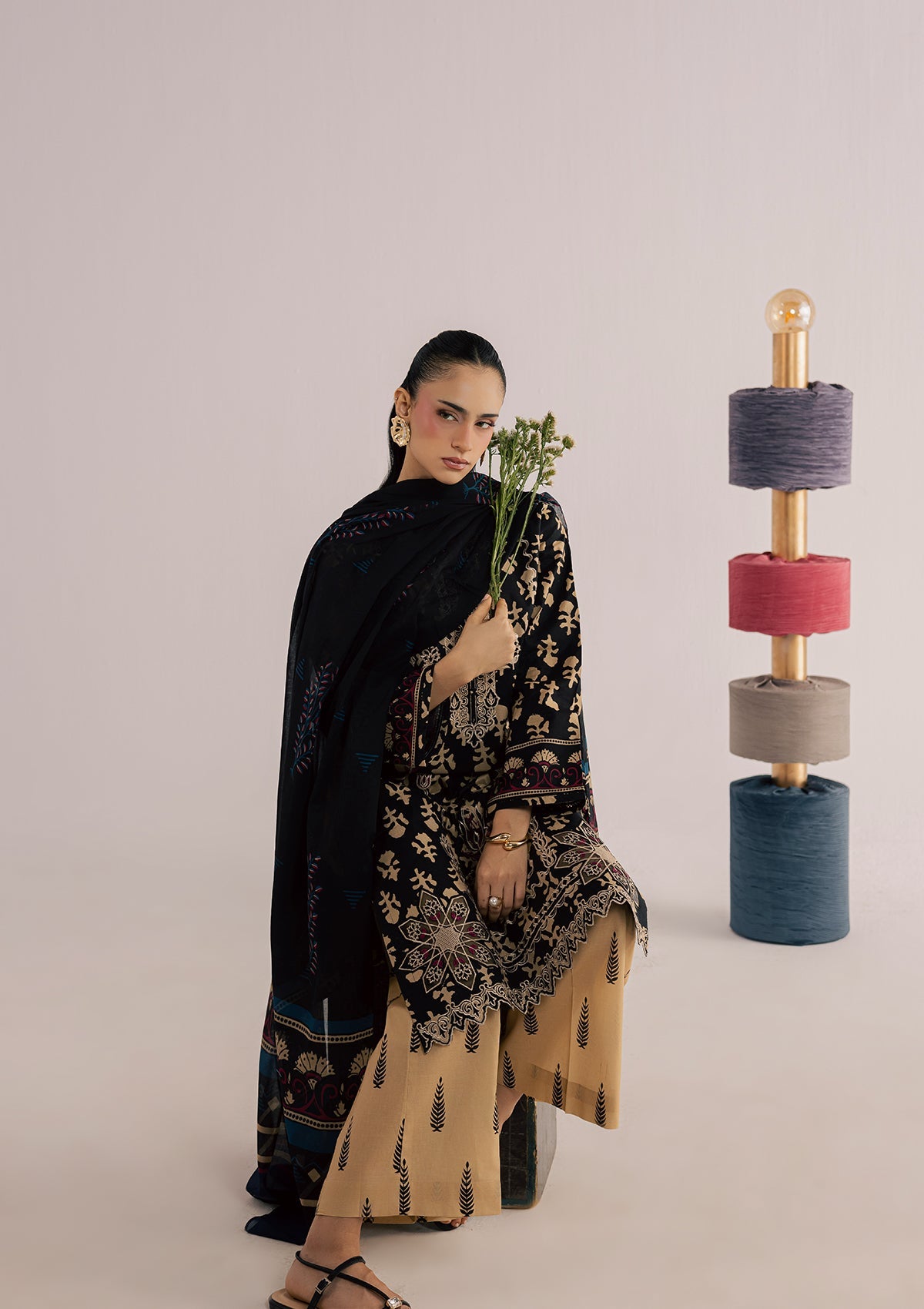 Black Lawn Embroidered Salwar Kameez Online in KSA Riyadh Saudi Arabia Oman Bahrain Qatar
