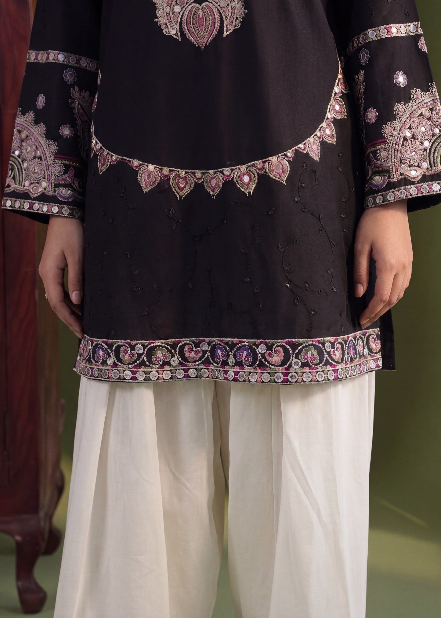 Black Lawn Embroidered Salwar Kameez Online in Sri Lanka India Australia