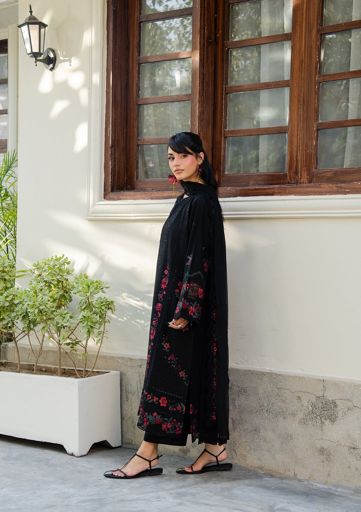Black Lawn Embroidered Suit Online in Dubai DXB UAE Abudhabi Meena Bazaar