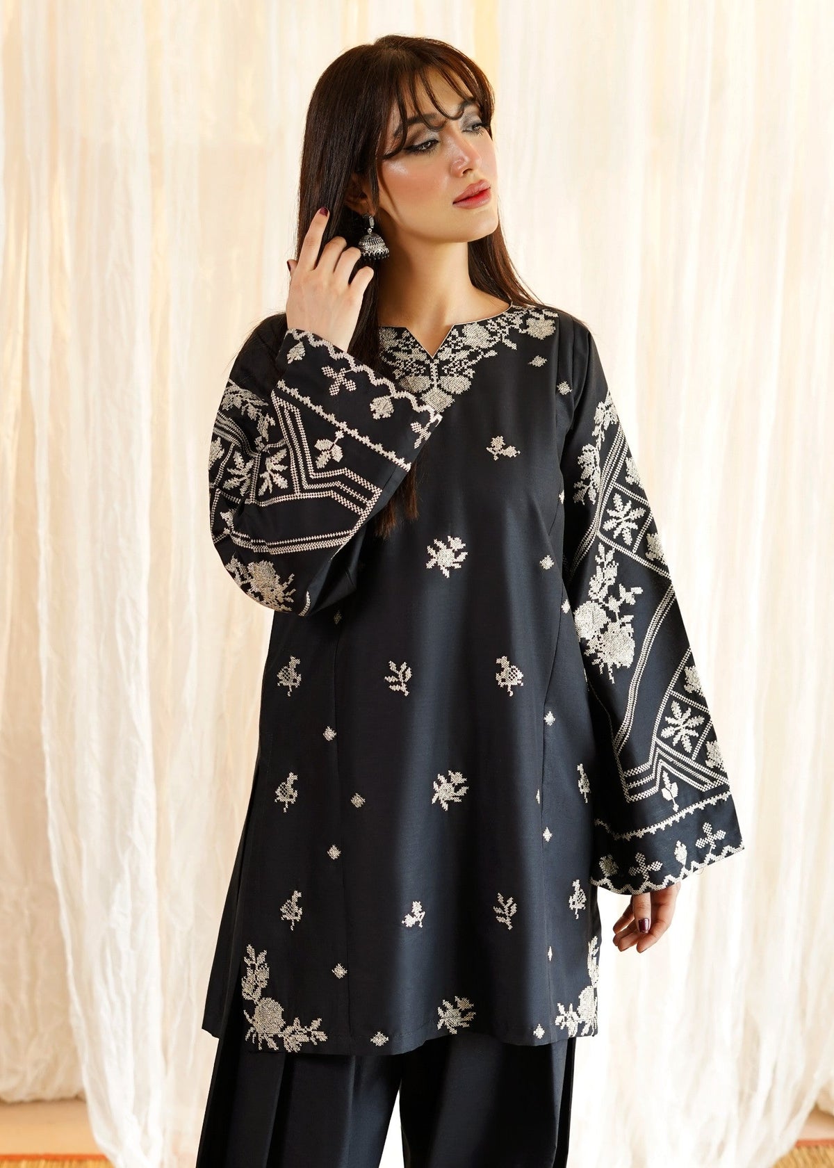 Black Lawn Farshi Shalwar Kurta Set Online in Dubai DXB UAE Abudhabi Meena Bazaar