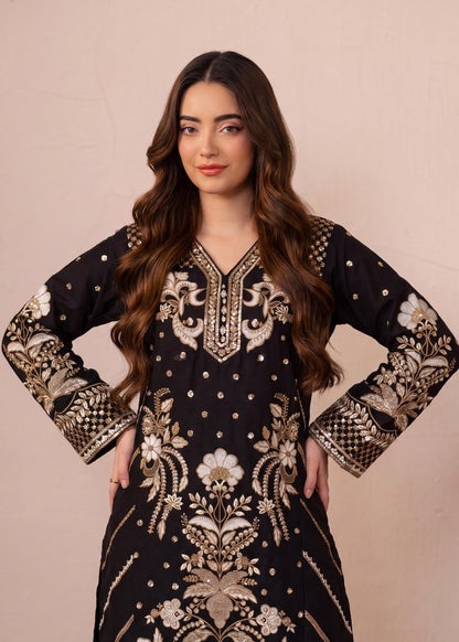 Black Lawn Farshi Shalwar Kurta Set Online in Dubai UAE Abudhabi Ajman Sharjah
