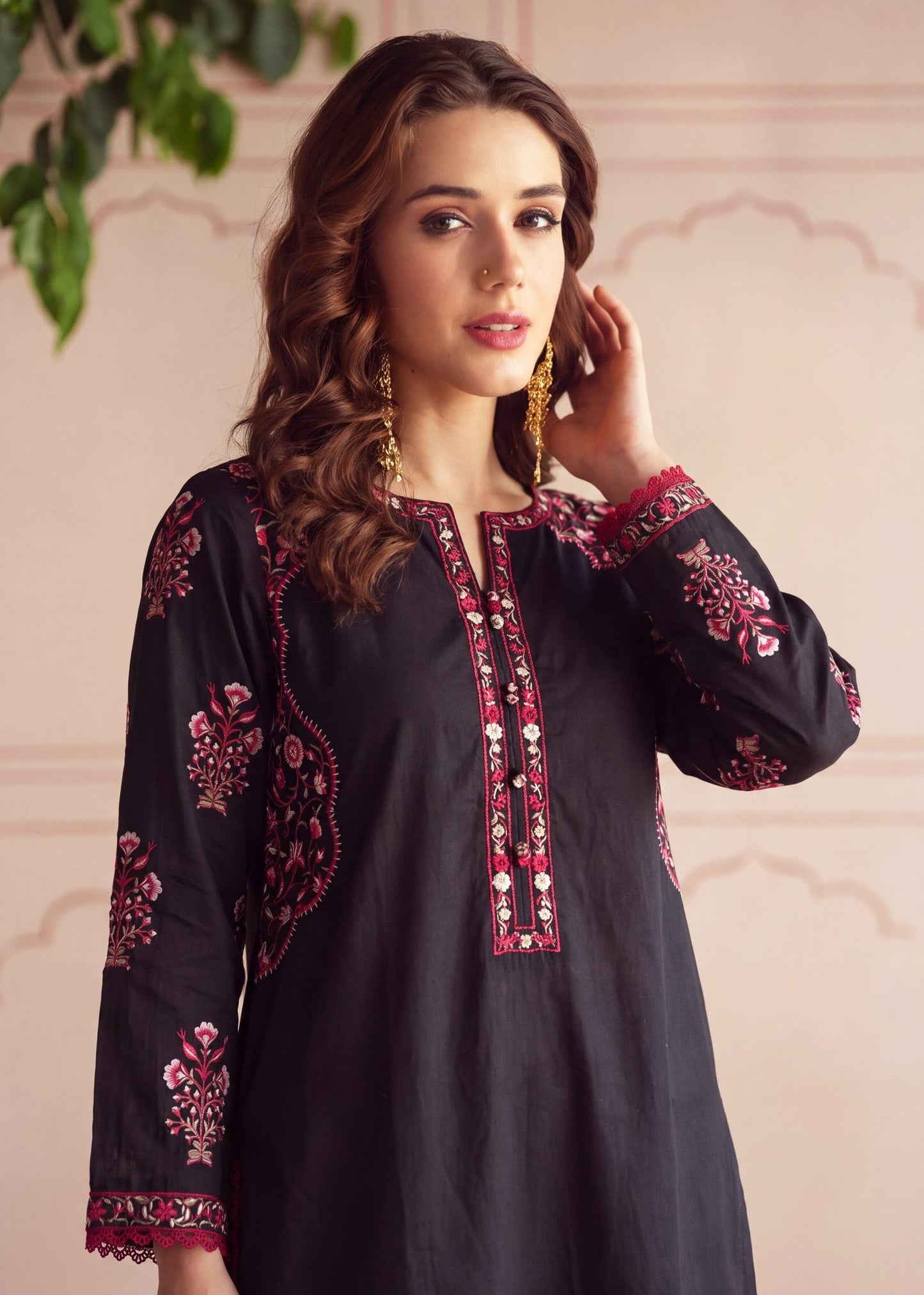 Black Lawn Kurti with Plazzo Dupatta Online in Sri Lanka India Australia