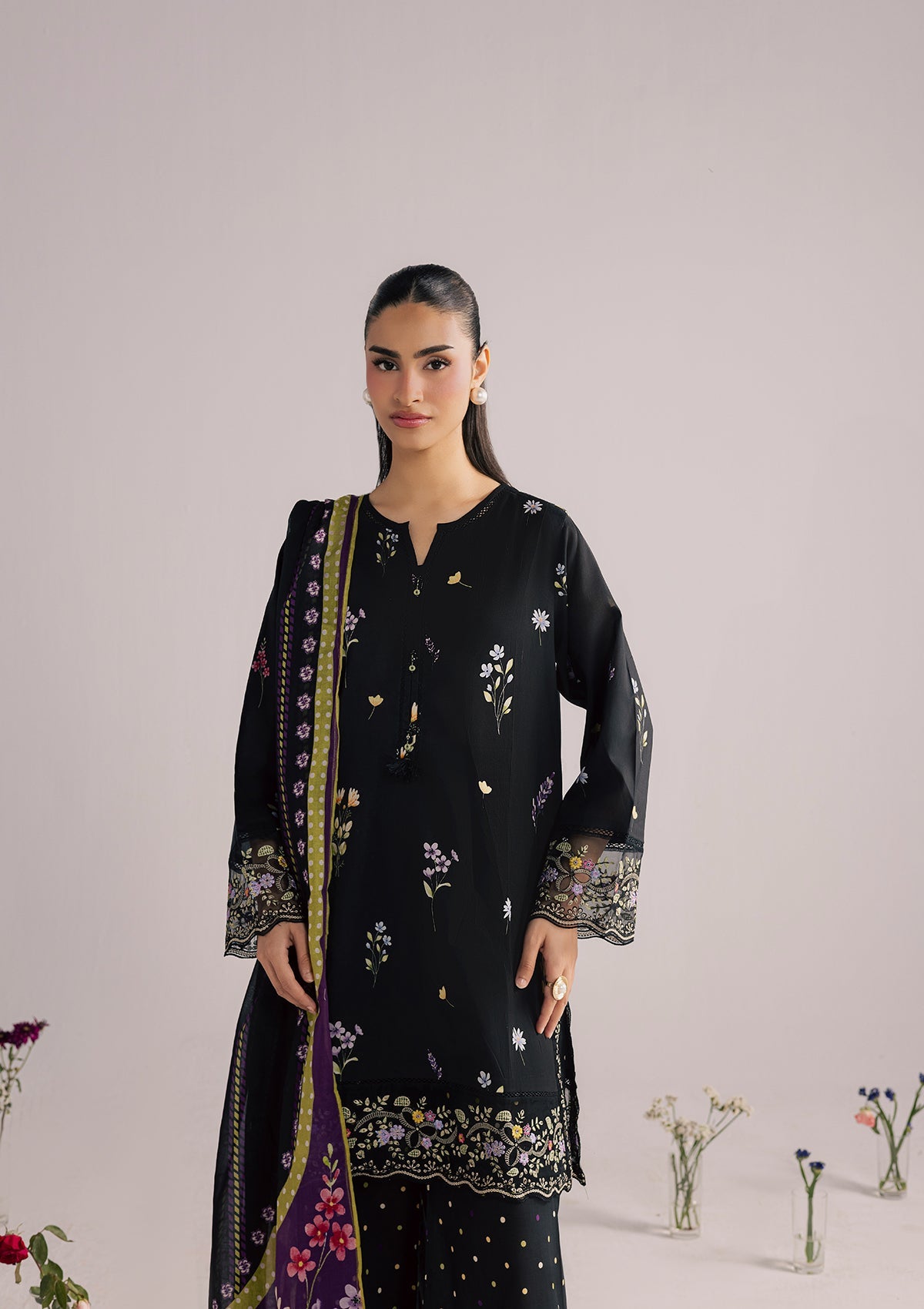 Black Lawn Suit for Women Online in Dubai DXB UAE Abudhabi Meena Bazaar